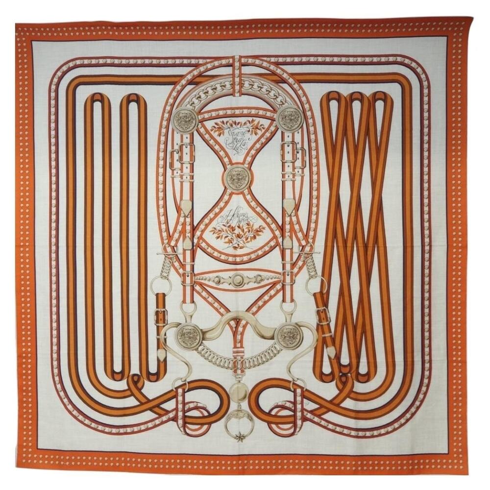 Hermes Cashmere Carre 140 Scarf Beige
